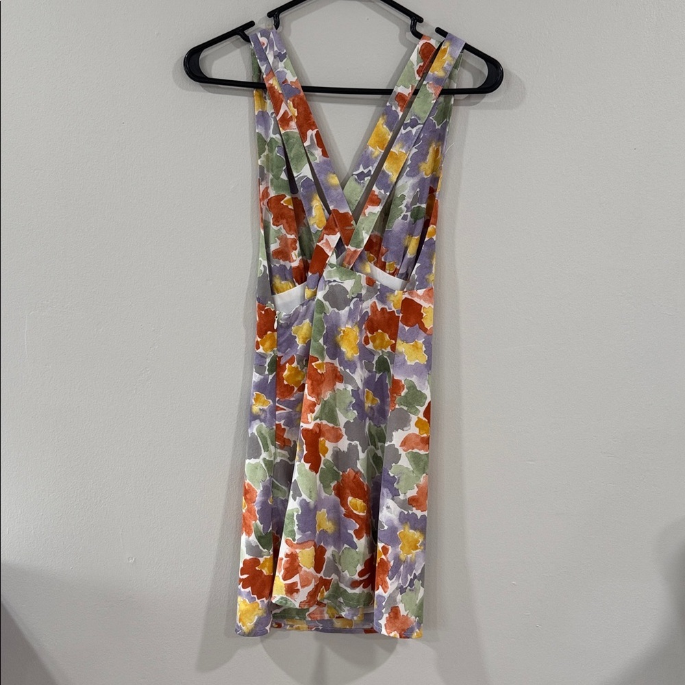 Bailey Rose Floral V-Neck Summer watercolor mini dress - Picture 5 of 8
